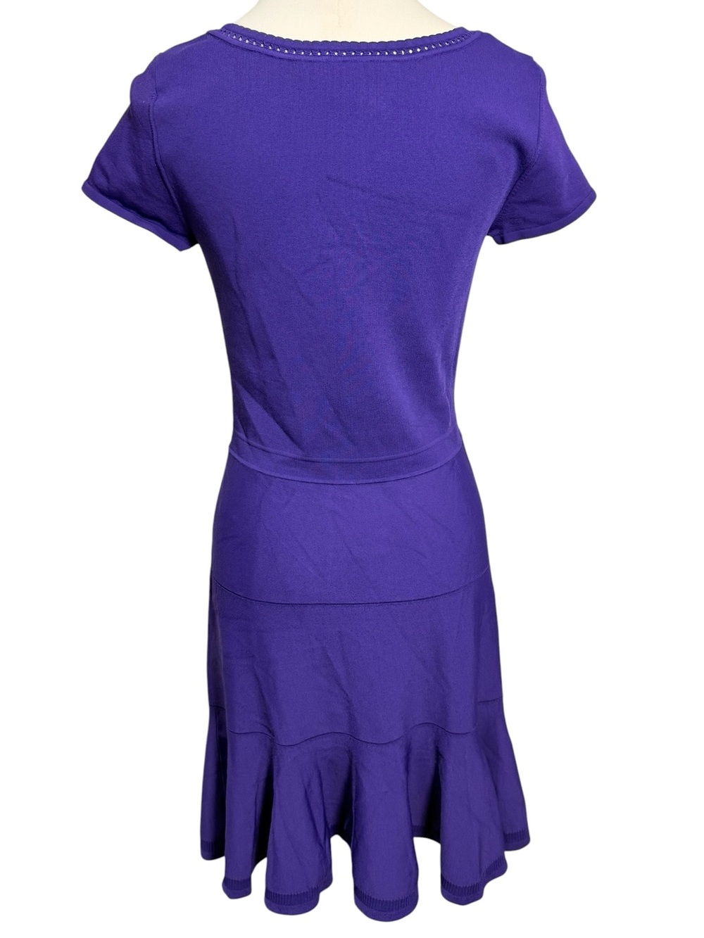 Diane von Furstenberg St. Petersburg Fit & Flare Knit Dress Purple M/L - Picture 4 of 11